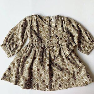 NWT Kate Quinn Organics Baby Girl Long Sleeve Party Bow Nairobi Dress